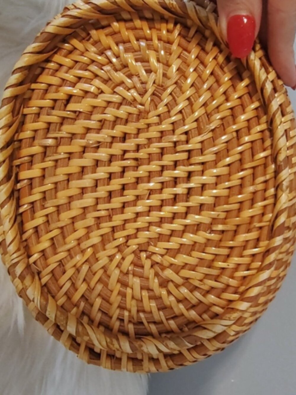 Patricia Nash Caselle rattan wicker basket bag turn lock EUC - Picture 8 of 12